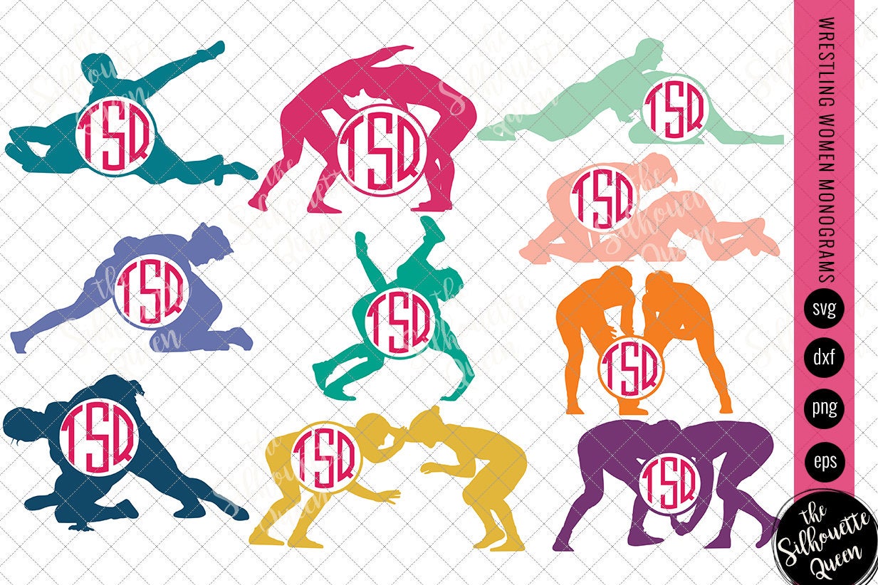 Download Wrestling Svg Monogram Circle Frames Cuttable Design Cut Files Silhouette Studio Files Cricut Files Vector Svg Dxf Eps Png The Silhouette Queen