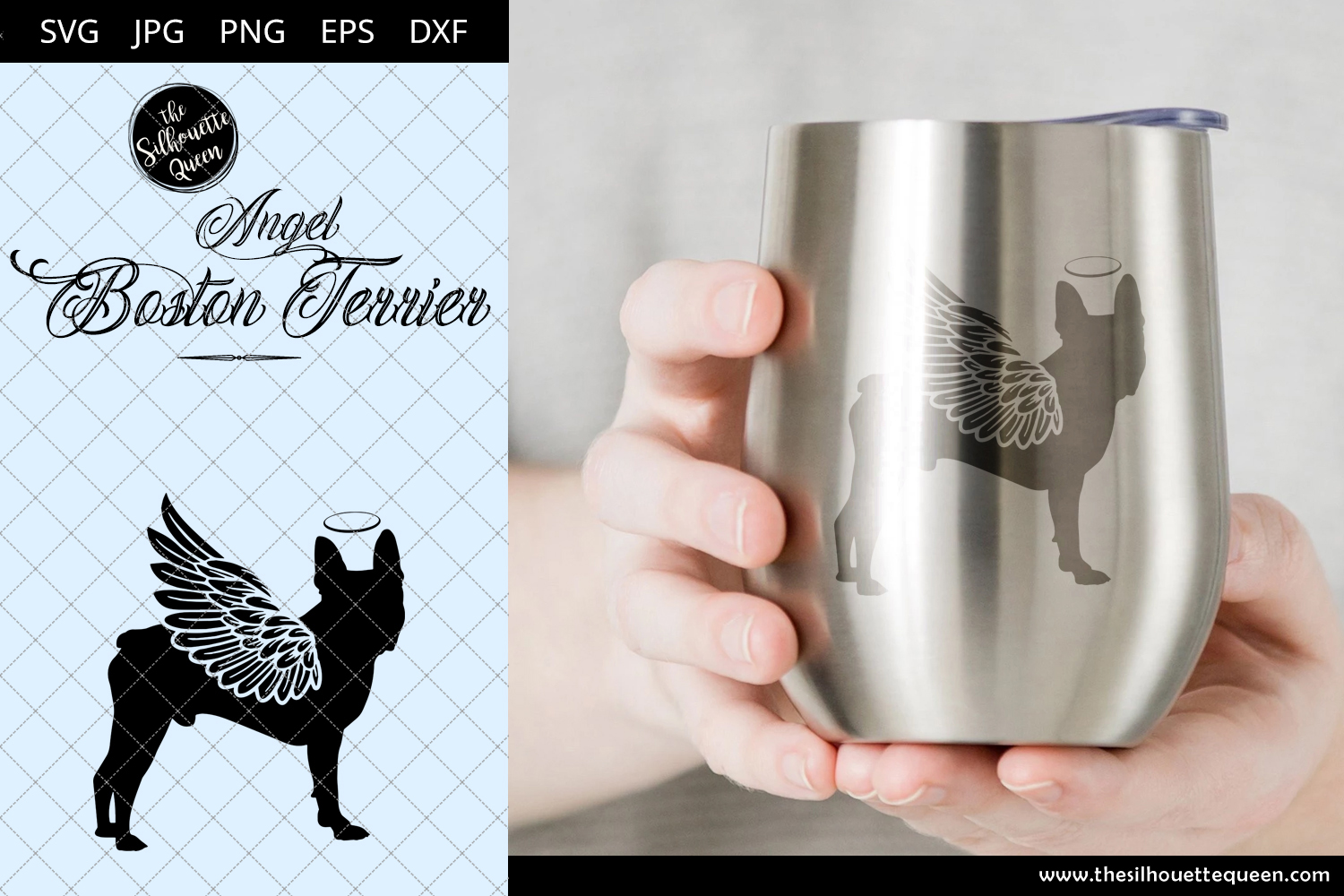 Download Boston Terrier 9 With Wings Svg Pet Memorial Rip Angel In Loving Memory Animal Lover Vector For Cricut Silhouette Studio Scan And Cut Files The Silhouette Queen PSD Mockup Templates