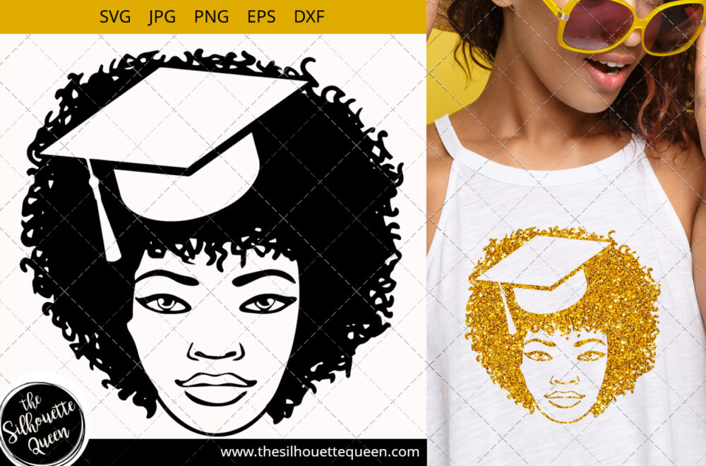 Download Afro Woman Svg With Curly Bob Natural Hair And Unicorn Headband African American Black Woman With Curly Hair Cut Files Cricut The Silhouette Queen PSD Mockup Templates