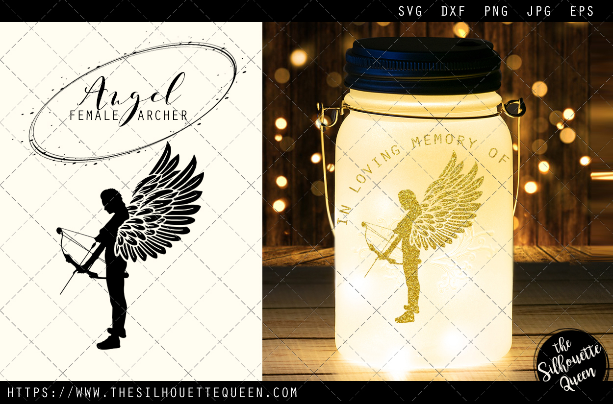 Download RIP Female Archer, Memorial with Angel Wings SVG, Sympathy ...