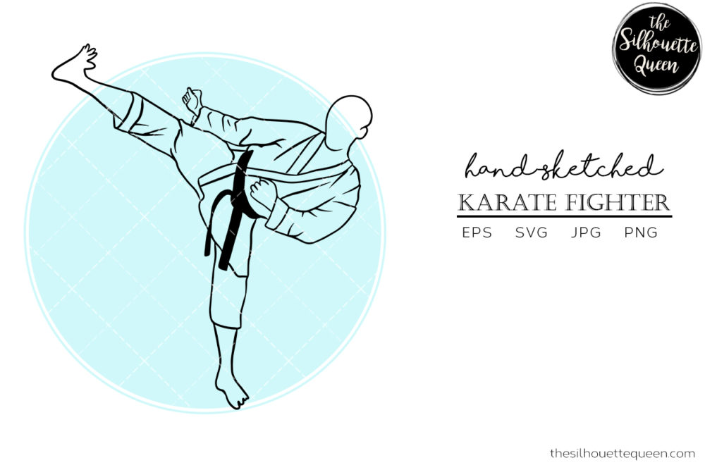 Download Hand drawn Male Karate Fighter clipart clip art, logo, cut files for Silhouette Cameo Studio ...