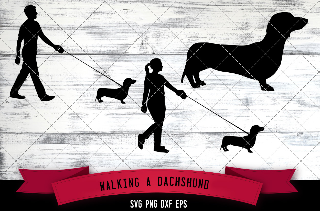 Download Man Woman Walking A Dachshund Dog Dog Lover Dog Walker Svg Dog Sitter Pet Svg Cut Files For Cricut Scan N Cut Vector The Silhouette Queen PSD Mockup Templates