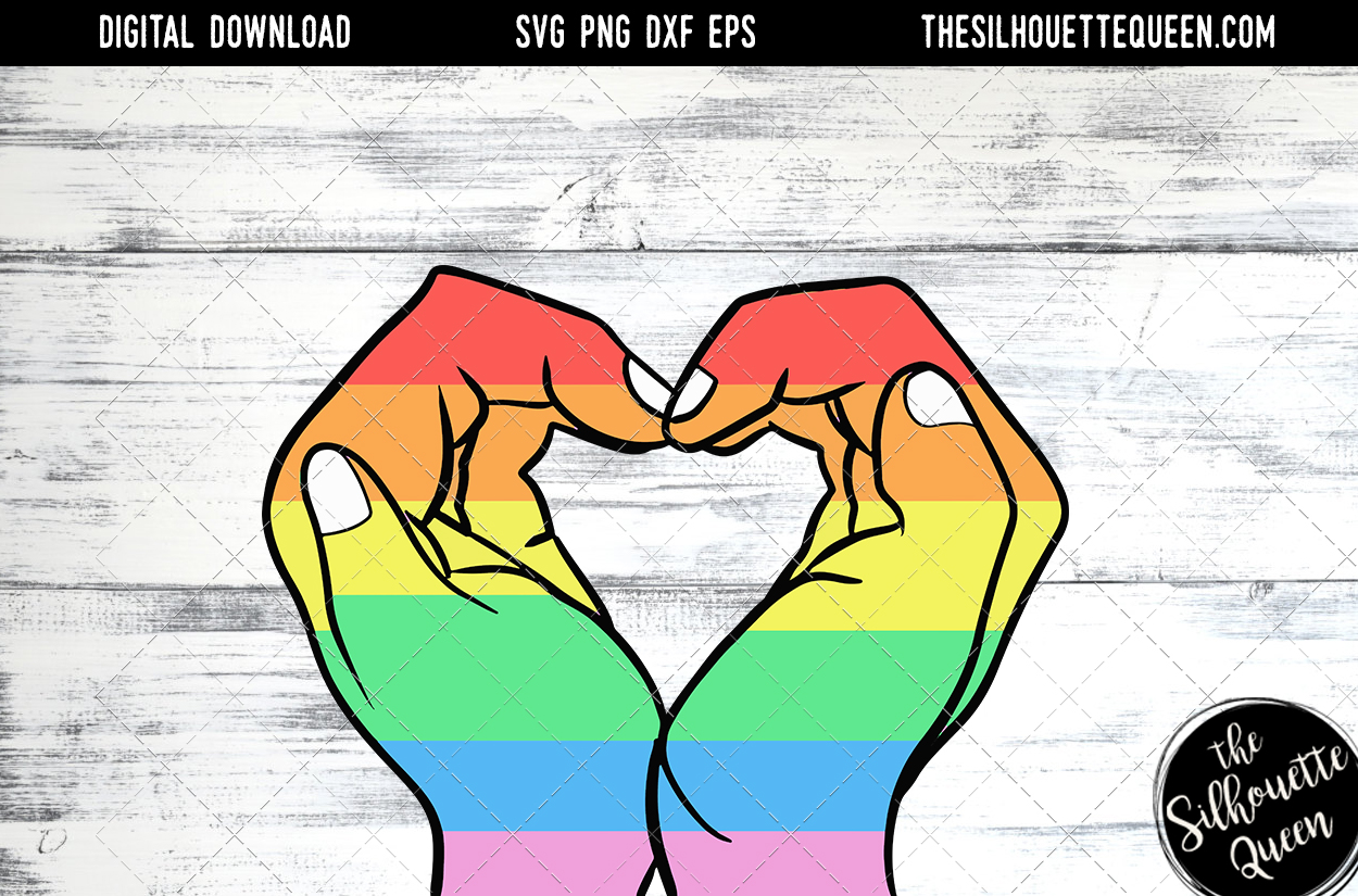 Download Hand Sketched Hands Making A Heart In Rainbow Colors Gay Pride Lesbian Lgbt Lgbtq Queer Svg Cut Files Cricut Sublimation Designs The Silhouette Queen